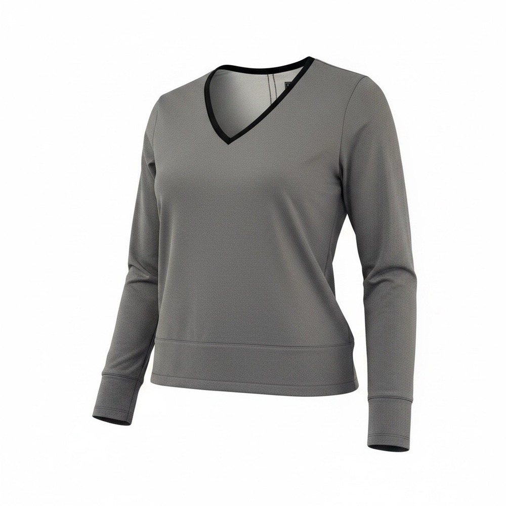 PGA Tour Long Sleeve Pullover Shirt Women’s Size Small Gray With Black Trim